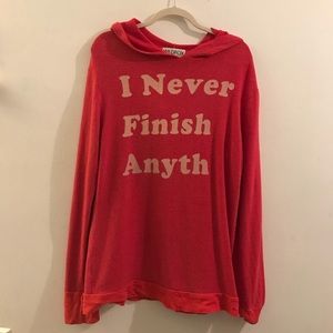 Wildfox Tops - RARE WILDFOX I NEVER FINISH ANYTHING HOODIE Wildfox Tops - RARE WILDFOX I NEVER FINISH ANYTHING HOODIE